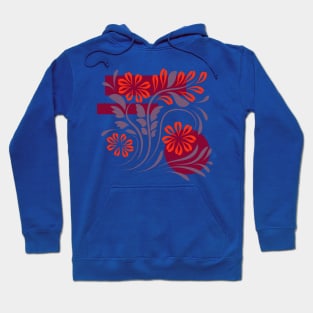 Folk flowers floral art print Flowers abstract art Hoodie